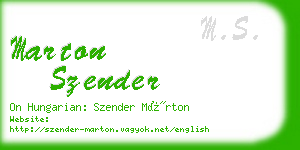 marton szender business card